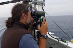 Antonio Vazquez is an experienced marine mammal scientist working in the Mediterranean and Atlantic waters in Spain for the ALNILAM organization. He was the coordinator of observers and the acoustic expert onboard
